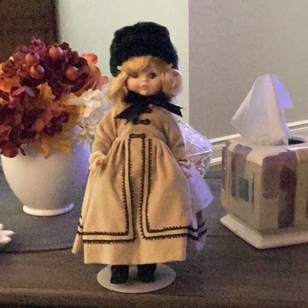 Madame Alexander Doll in Tan Dress and Black Hat